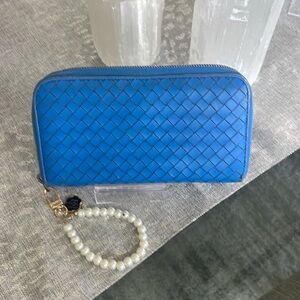 Bottega Veneta royal blue leather wallet